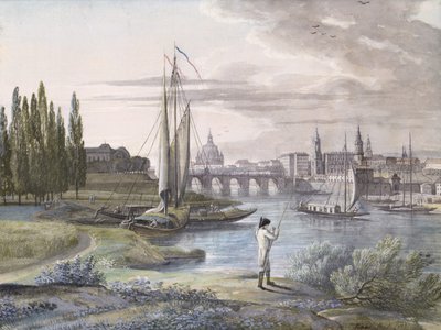 Ansicht von Dresden und der Elbe, 1806 von C. Roes